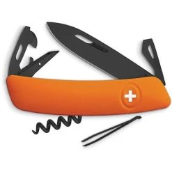 Swiza Pocket 331060 D03 Swiss Pocket Black PVD Titanium Multi-Tool Knife With Orange Synthetic Handle