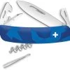 Swiza C03 Button Lock Knife Corkscrew Tweezers Blue Camo Multi-Tool 302030