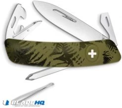 Swiza C04 Button Lock Swiss Pocket Knife Green Camo (2.75" Mirror)