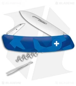 Swiza C01 Button Lock Swiss Pocket Knife Blue Camo (2.75" Mirror)