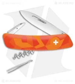 Swiza C01 Button Lock Swiss Pocket Knife Orange Camo (2.75" Mirror)