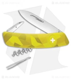 Swiza C01 Button Lock Swiss Pocket Knife Yellow Camo (2.75" Mirror)