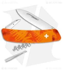 Swiza C01 Junior Button Lock Swiss Pocket Knife Orange Floral (2.75" Satin)
