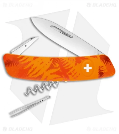 Swiza C01 Junior Button Lock Swiss Pocket Knife Orange Floral (2.75" Satin) 1 Swiza C01 Junior Button Lock Swiss Pocket Knife Orange Floral (2.75" Satin)