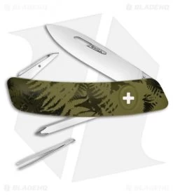 Swiza C02 Button Lock Swiss Pocket Knife Green Camo (2.75" Mirror)