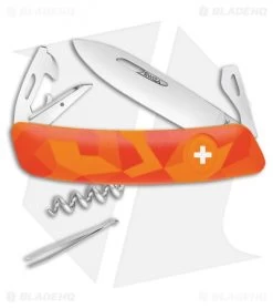 Swiza C03 Button Lock Swiss Pocket Knife Orange Camo (2.75" Mirror)