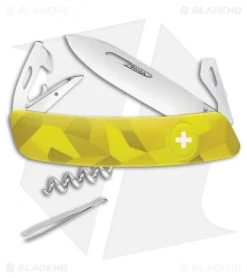 Swiza C03 Button Lock Swiss Pocket Knife Yellow Camo (2.75" Mirror)