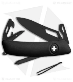 Swiza SH04 Single Hand Button Lock Swiss Pocket Knife Black (2.75" Black)