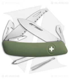 Swiza D06 Button Lock Swiss Pocket Knife OD Green (2.75" Mirror)