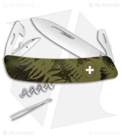 Swiza C03 Button Lock Traditional Swiss Pocket Knife 2.75" Green Camo