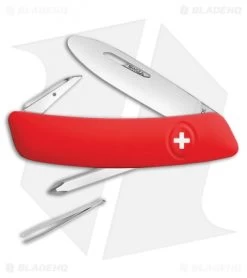 Swiza J02 Junior Button Lock Swiss Pocket Knife Red (2.75" Satin)