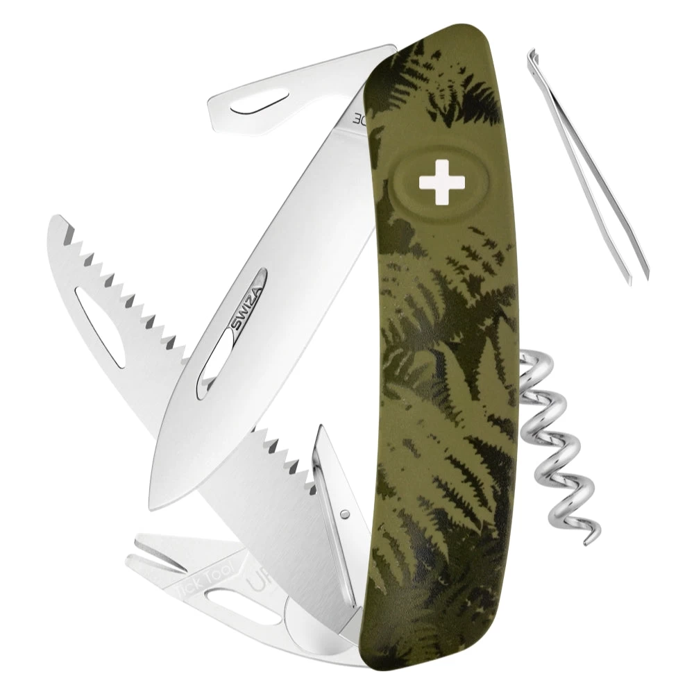 Swiza TT05 Swiss Tick Tool Pocket Knife, Olive Fern Camouflage 1 Swiza TT05 Swiss Tick Tool Pocket Knife, Olive Fern Camouflage